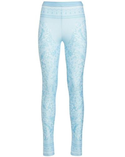 Versace Leggings Aus Lycra Mit Druck "barocco" - Blau