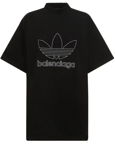 Balenciaga Adidas Oversized Cotton T-shirt - Black