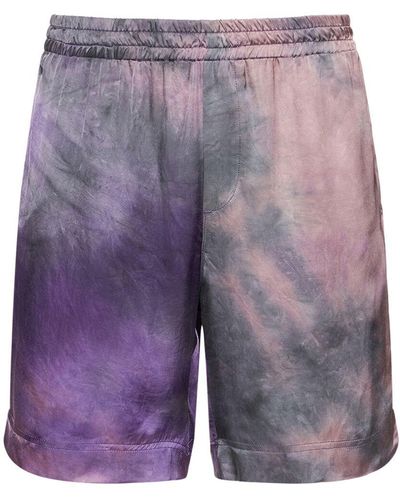 MSGM Tie Dye Viscose Jog Shorts - Purple