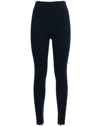 Wardrobe NYC Leggings in jersey stretch con zip - Blu