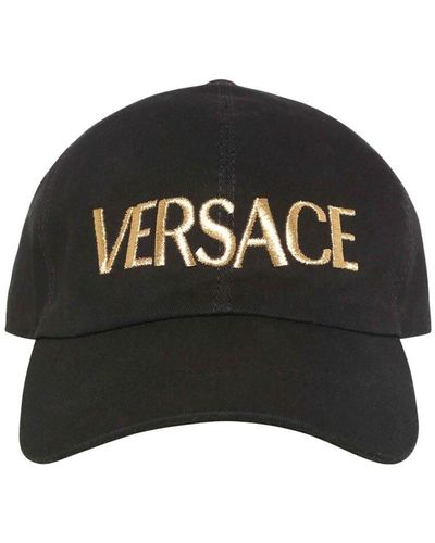 Versace Casquette En Coton À Logo Brodé - Noir
