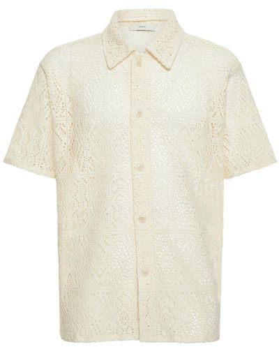 DUNST Cotton Blend Crochet Shirt Jacket - White