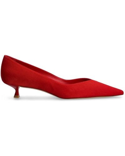 Stuart Weitzman 35Mm Eva Suede Court Shoes - Red