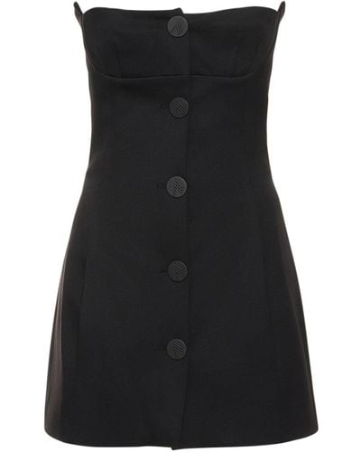 The Attico Strapless Cady Mini Dress W/ Buttons - Black