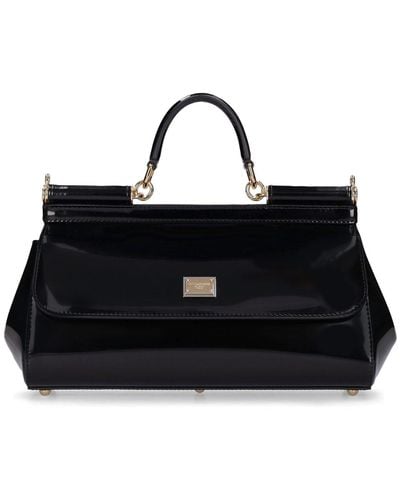 Dolce & Gabbana New Handtasche Aus Lackleder "sicily" - Schwarz