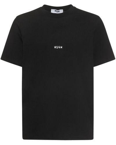 MSGM Micro Logo Cotton Jersey T-Shirt - Black