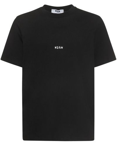 MSGM T-shirt in jersey di cotone con logo - Nero