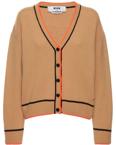 MSGM Wool & Cashmere Blend Cardigan - Natural