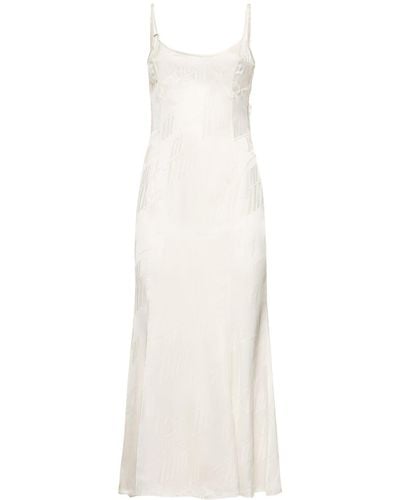 The Attico Jacquard Satin Sleeveless Midi Dress - White