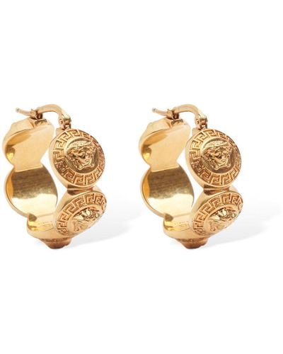 Versace Logo Hoop Earrings - Metallic