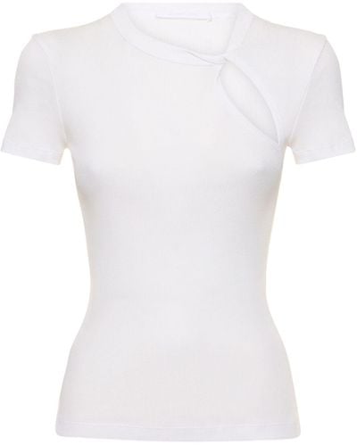 Helmut Lang Camiseta de algodón jersey con aberturas - Blanco