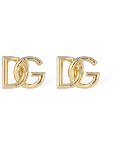 Dolce & Gabbana Dg Logo Stud Earrings - Metallic
