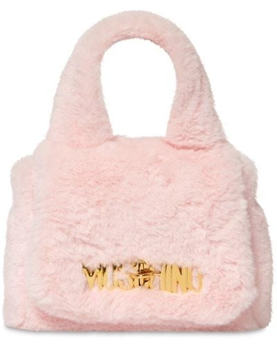 Moschino Handtasche Aus Kunstpelz Mit Logoschriftzug - Pink