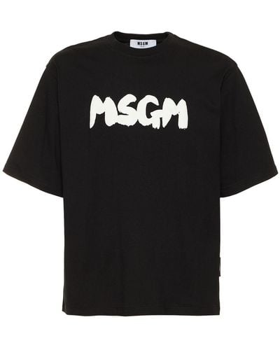 MSGM T-shirt En Jersey De Coton À Imprimé Logo - Noir
