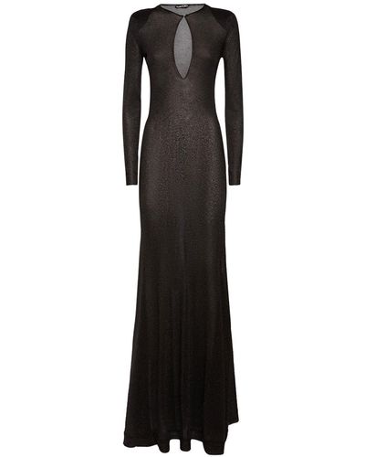 Tom Ford Lurex Viscose Jersey Long Dress W/Cutout - Black