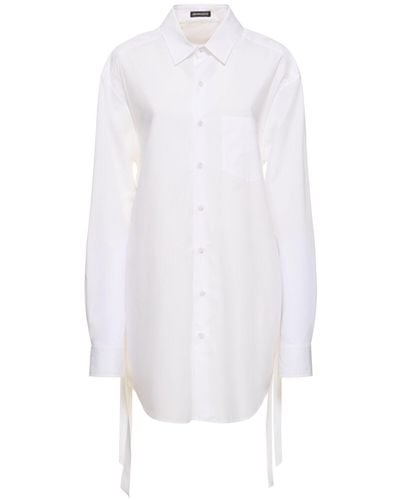 Ann Demeulemeester Dete Long Cotton Poplin Shirt - White