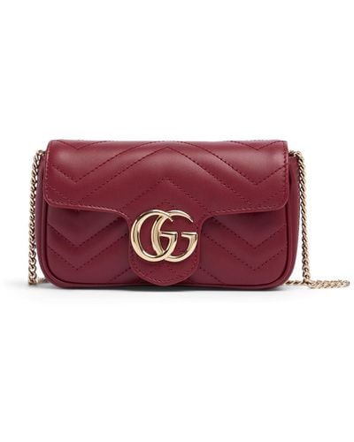 Gucci Super Mini gg Marmont Leather Bag - Purple