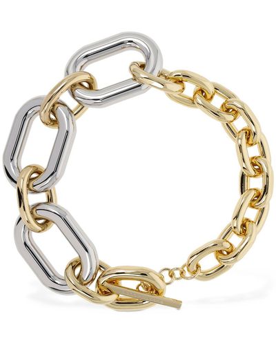 Rabanne Xl Link Bicolor Collar Necklace - Metallic