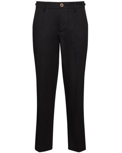 Versace Pantalon en sergé de coton - Noir