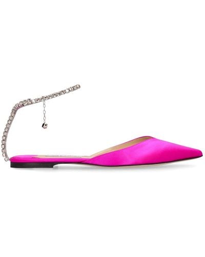 Jimmy Choo Ballerine Saeda in raso con cristalli - Rosa