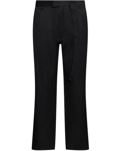 4SDESIGNS Viscose & Cotton Twill Formal Trousers - Black
