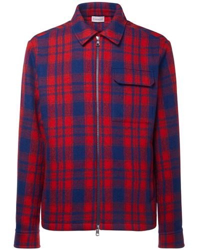 Moncler Check Wool Shirt - Red