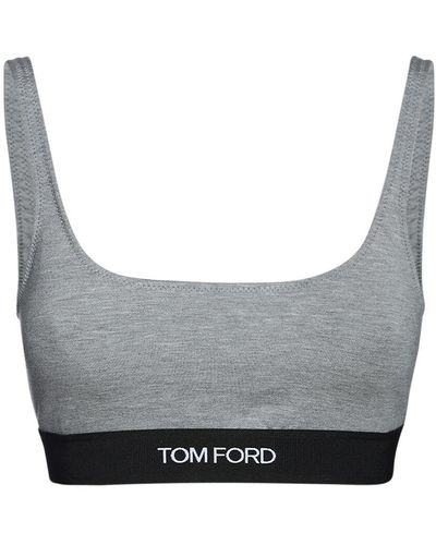 Tom Ford Top De Jersey De Modal Stretch Con Logo - Gris