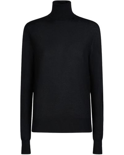 The Row Eva Cashmere Knit Turtleneck Top - Black