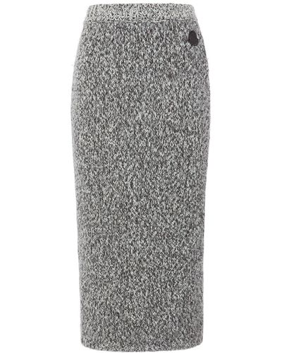 Moncler Tricot Wool Blend Knit Skirt - Gray