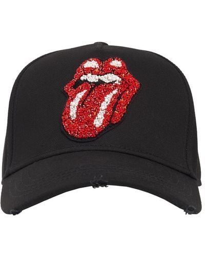 DSquared² Rolling Stones Cotton Baseball Cap - Red