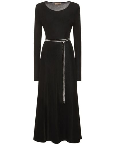 Alexandre Vauthier Viscose Knit Dress W/ Embellished Belt - Black