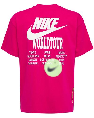 Nike T-shirt Mit Druck "world Tour" - Pink