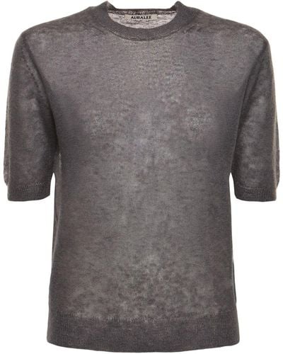AURALEE T-shirt in maglia di mohair e lana - Grigio