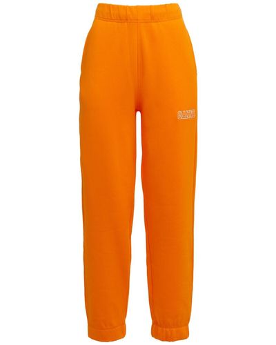 Ganni Logo Cotton Jersey Trousers - Orange