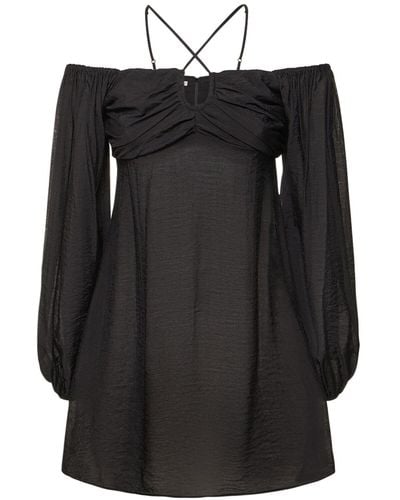 Designers Remix Vera off-shoulder viscose mini dress - Negro