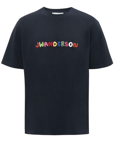 JW Anderson Logo Embroidery T-Shirt - Blue