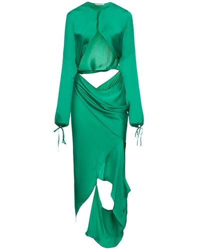 Acne Studios Robe longue asymétrique en soie ajourée - Vert