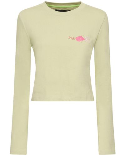 ANDERSSON BELL Crazy Fish Long Sleeves Cotton T-Shirt - Yellow