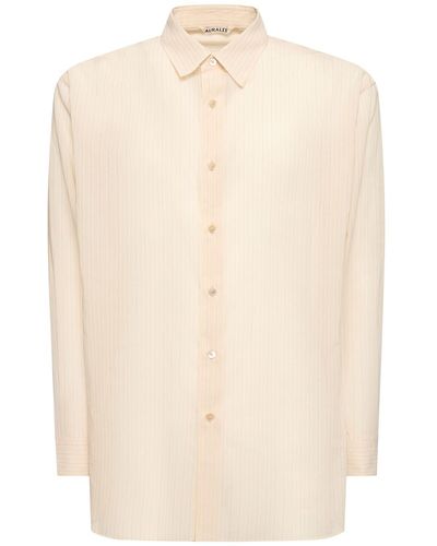 AURALEE Striped Cotton Organza Shirt - Natural