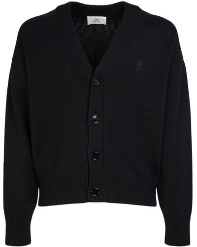 Ami Paris Adc Cotton & Wool Cardigan - Black