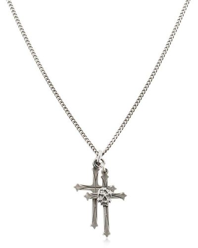 Emanuele Bicocchi Double Cross & Skull Necklace - Metallic