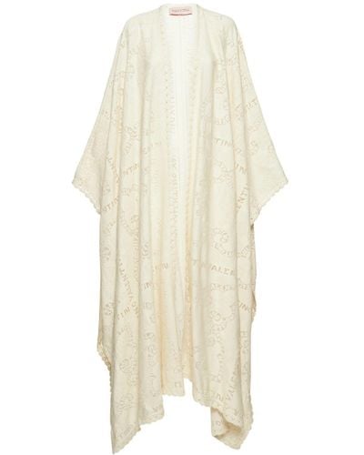 Valentino Cotton Guipure Lace Long Cape - White