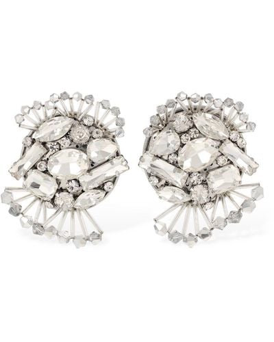 Area Distressed Crystal Earrings - White