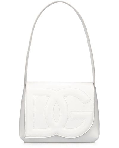 Dolce & Gabbana Schultertasche Aus Leder Mit Logo - Weiß