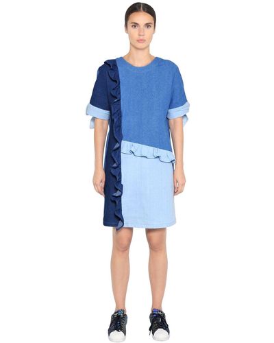 Steve J & Yoni P Cotton Denim Patchwork Dress - Blue