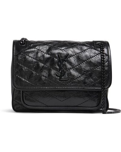 Saint Laurent Niki Monogram Vintage Effect Leather Bag - Black