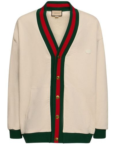 Gucci Cardigan in maglia di cotone / web - Neutro