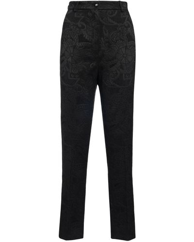 Dolce & Gabbana Pantalones rectos con cintura alta - Negro