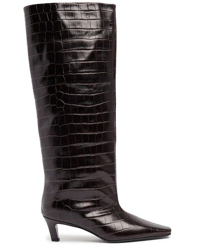 Totême 50mm The Wide Shaft Leather Tall Boots - Black