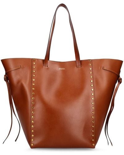 Isabel Marant Oskan Studded Leather Tote Bag - Brown